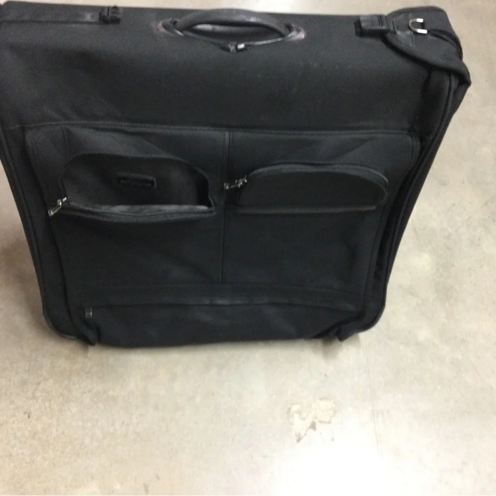 Men's Black Travel Garment Bag with Front Zip Pockets